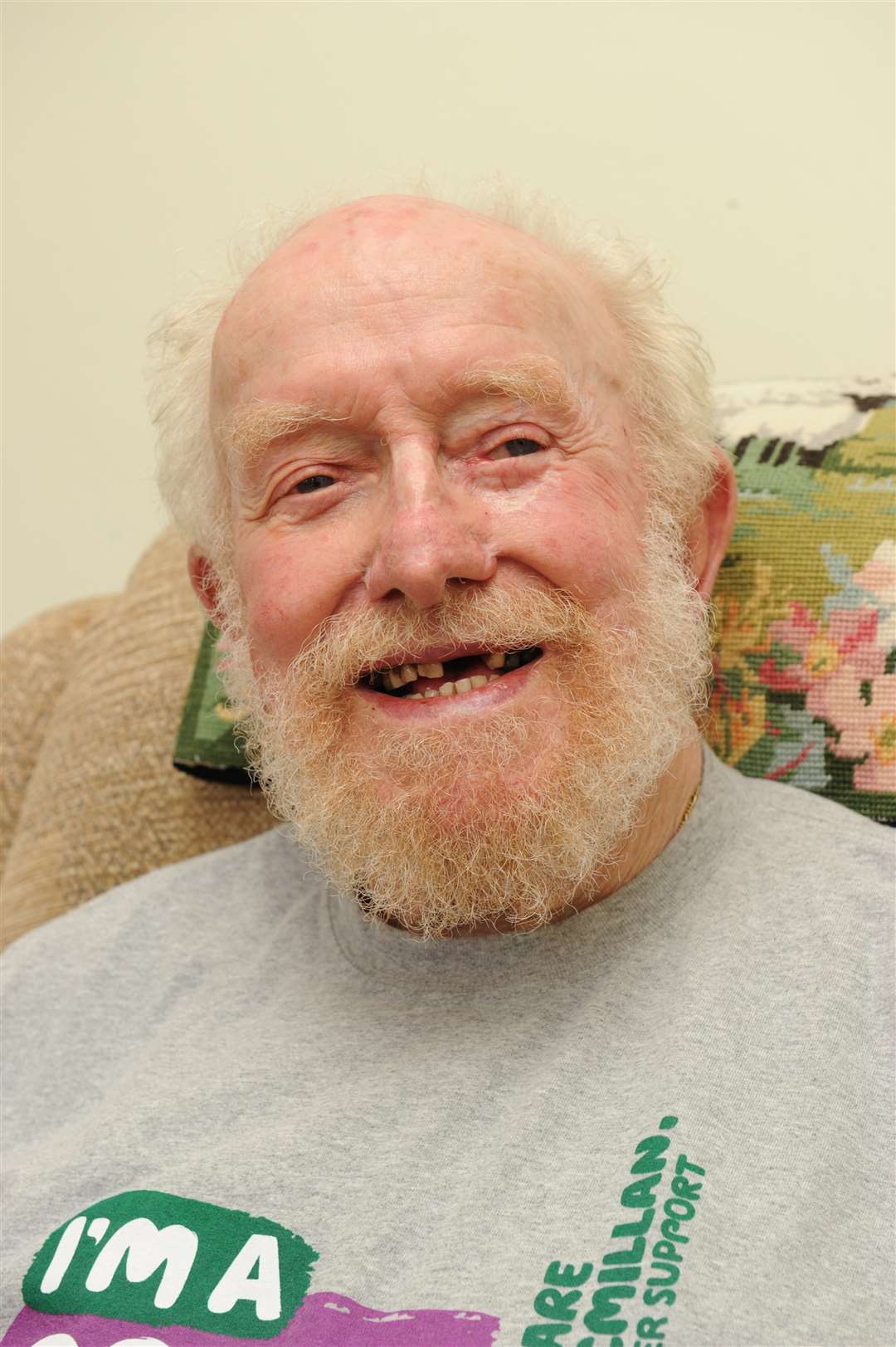 Richard Keeling before his charity shave in memory of his late wife