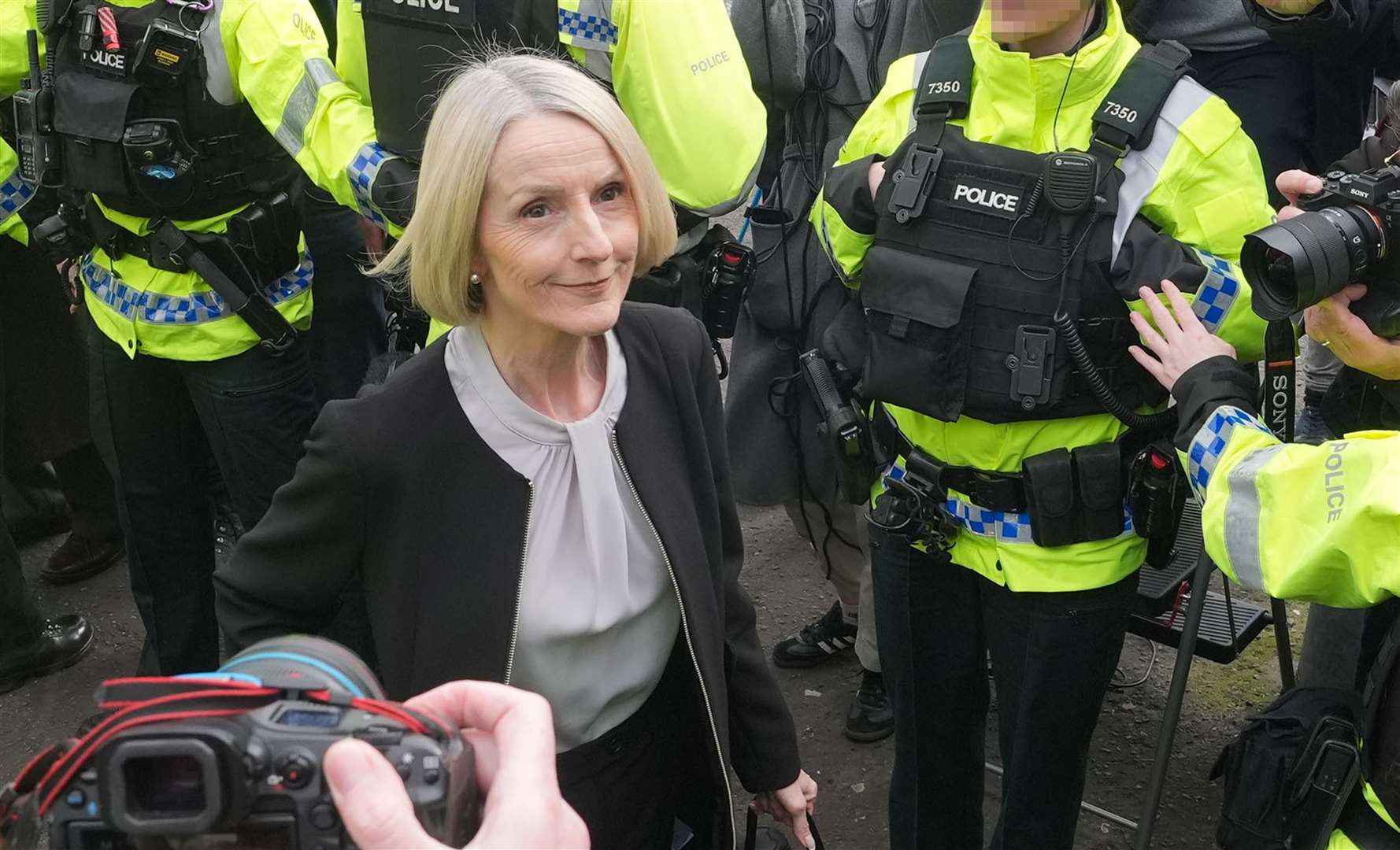 Sir Jeffrey Donaldson’s wife, Lady Eleanor Donaldson arrives at Newry Magistrates’ Court (Niall Carson/PA)