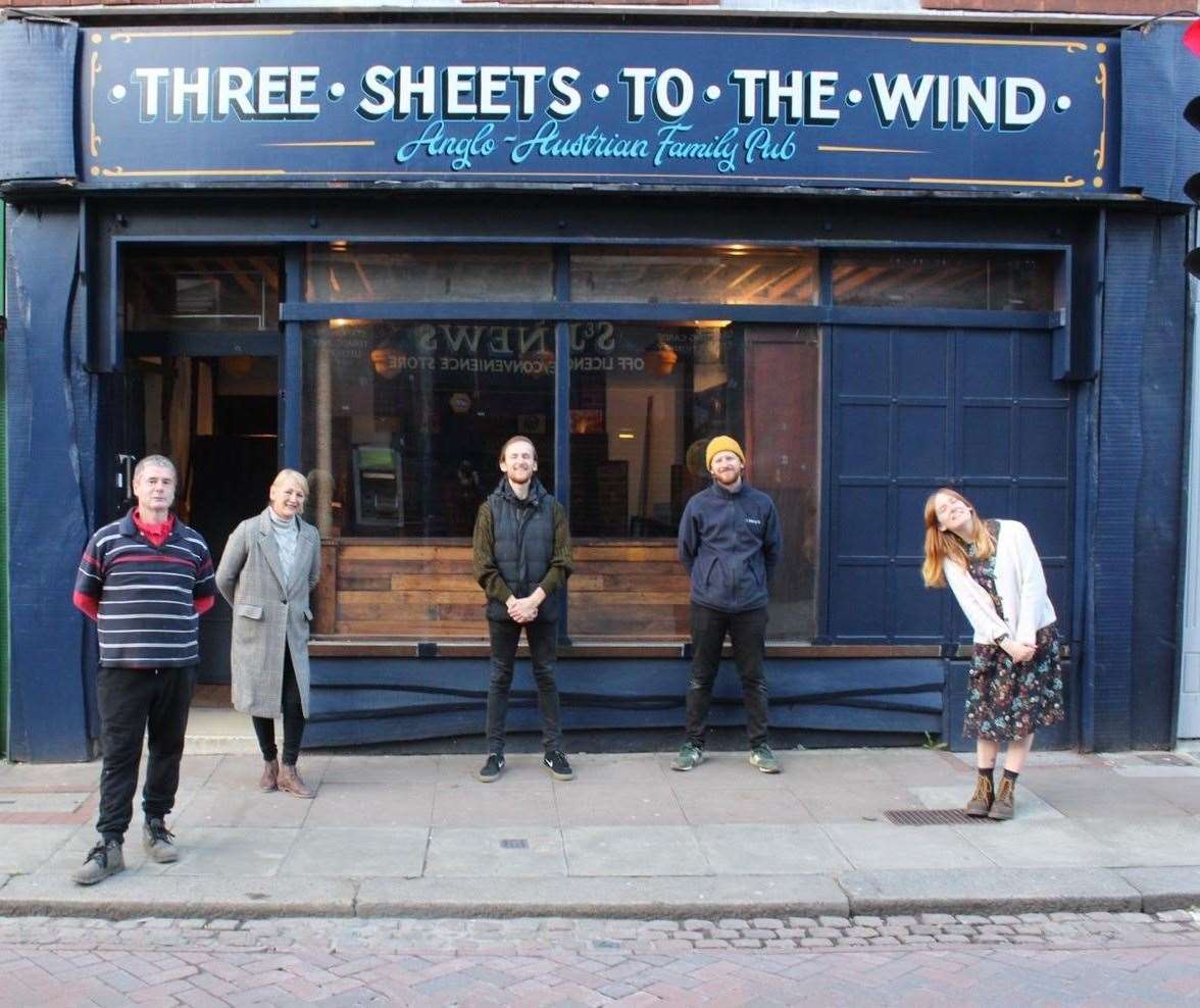 The Three Sheets To The Wind team outside the pub in Rochester high street