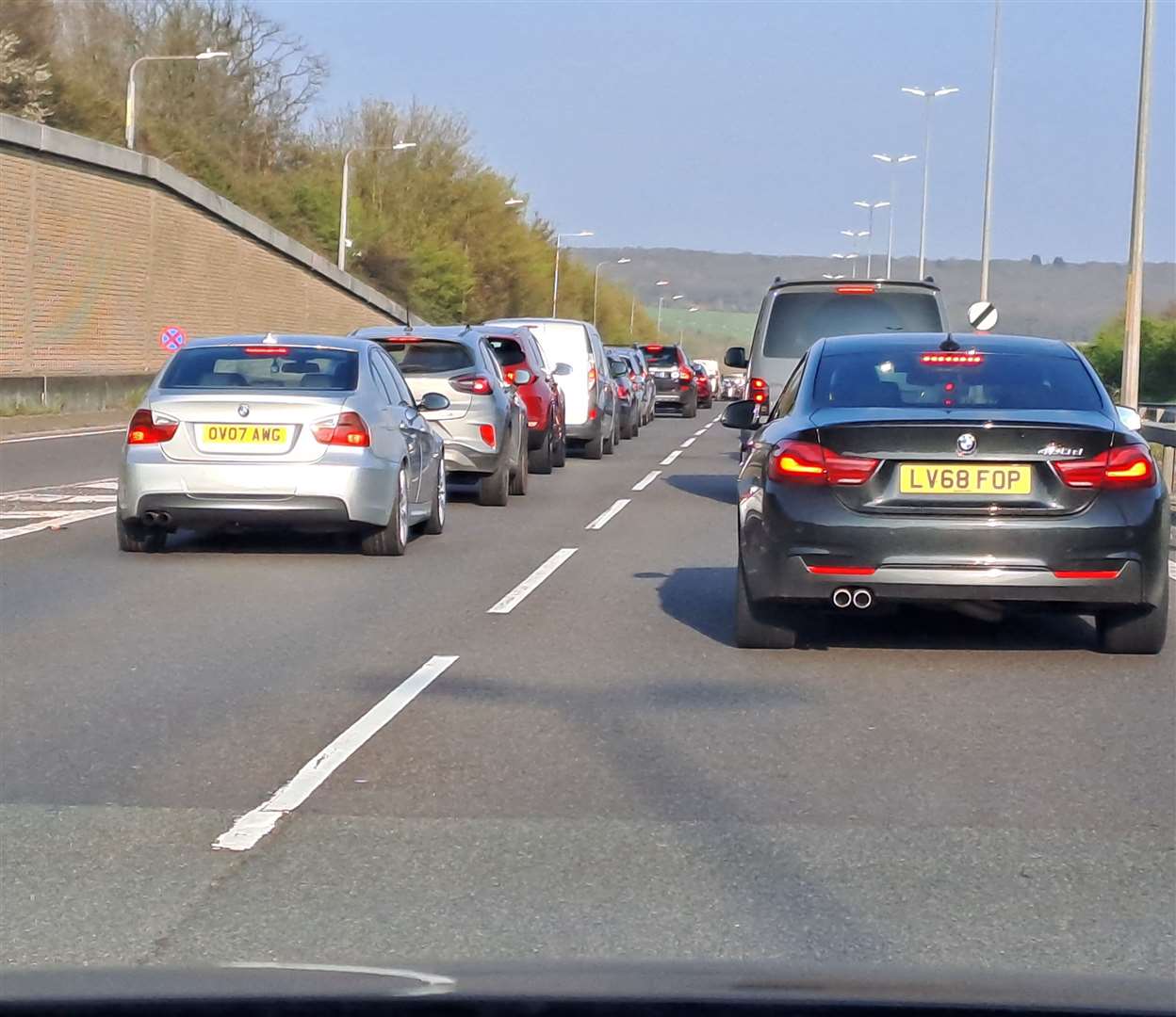 Traffic on the New Thanet Way during previous Chestfield Tunnel repairs