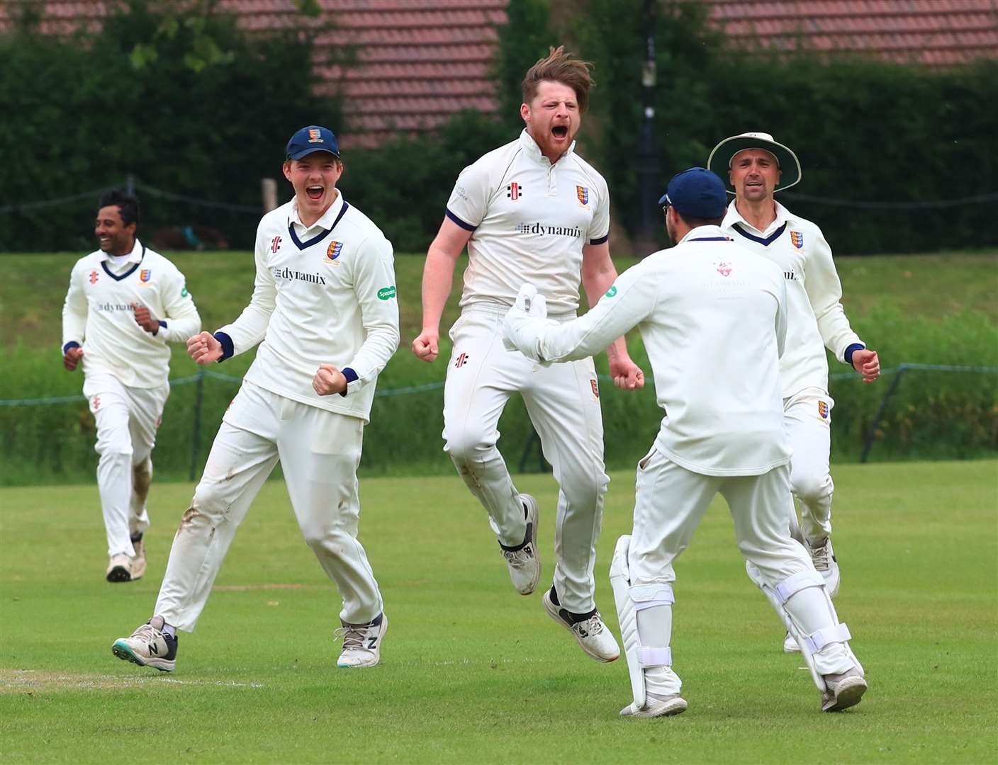 Sandwich Town celebrating a wicket. Picture: Gary Restall