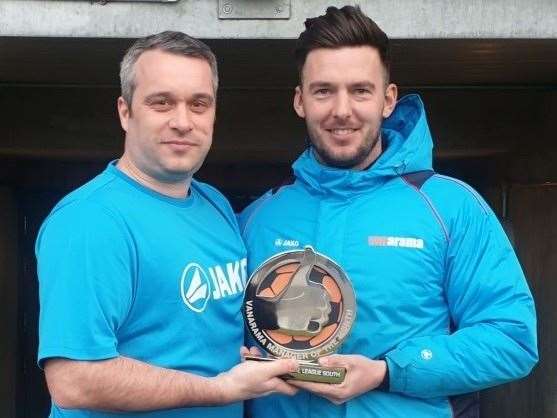 Dartford's Jamie Coyle and Adam Flanagan with their award