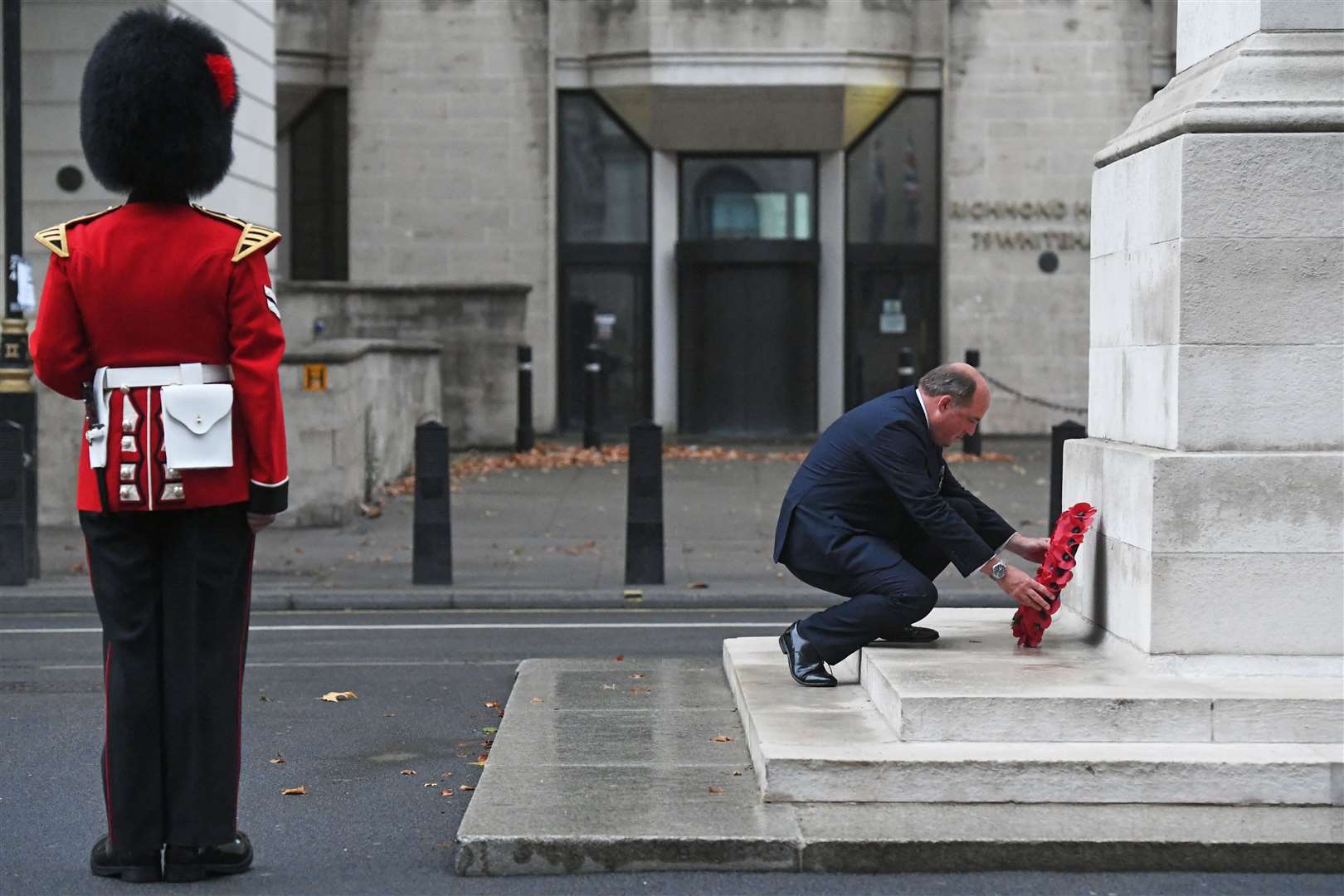 Defence Secretary Ben Wallace lays a wreath at the Cenotaph, Whitehall (Kirsty O’Connor/PA)