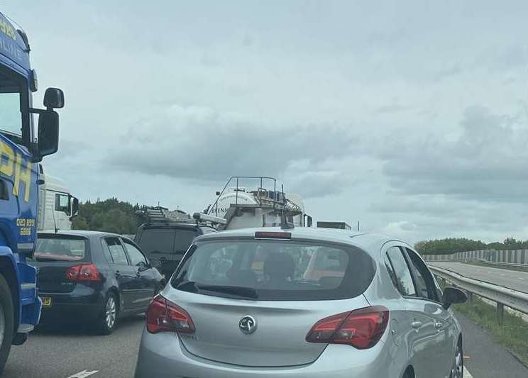 Traffic at a standstill following the fatal accident on the A21 at Pembury. Picture: Mark Charlton / @PCMarkCharlton