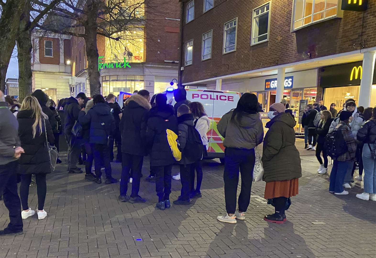 Police parked up just outside McDonald's on Thursday evening