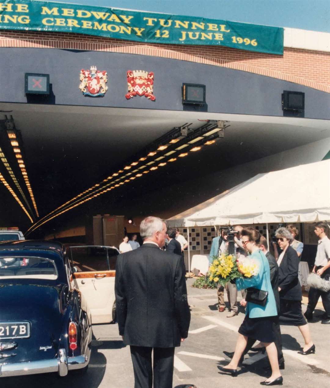 Princess Anne at the opening ceremony of the Medway Tunnel, linking Strood with Chatham, on June 12, 1996