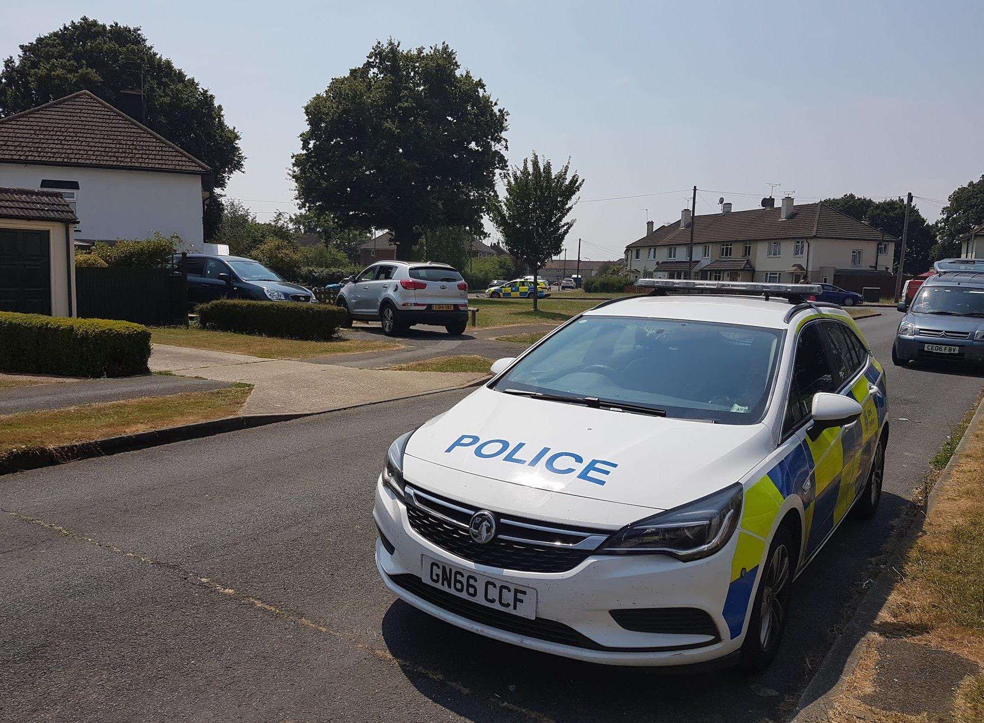 Police in Dean's Walk, Ashford on Saturday