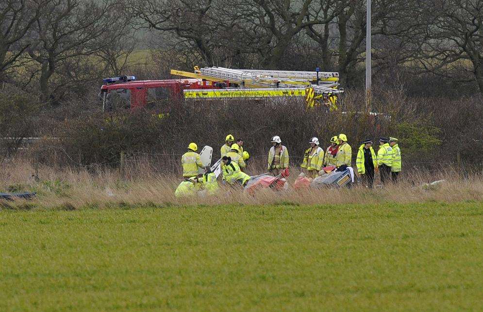 Fire crews worked for an hour to free the man from the mangled wreckage of the car.