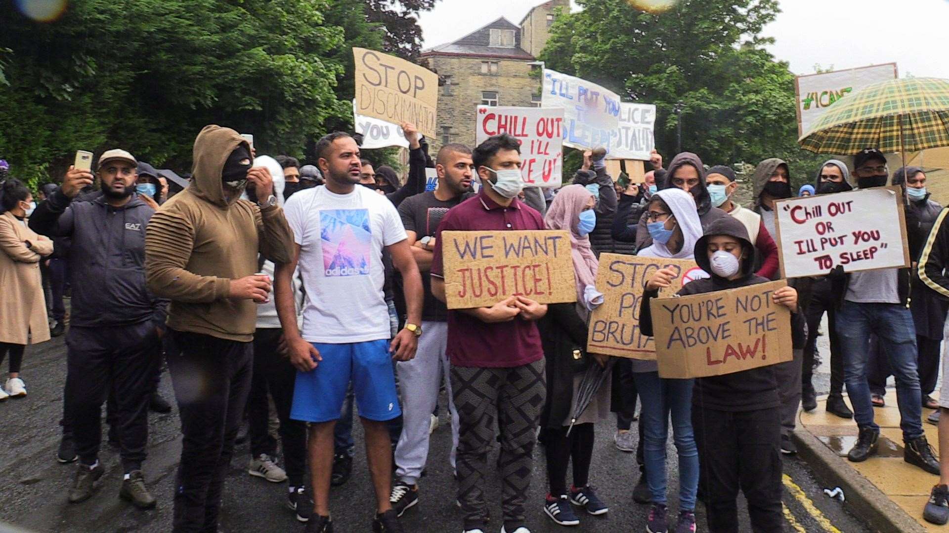 People held a demonstration outside Halifax police station on Wednesday (Dave Higgens/PA)