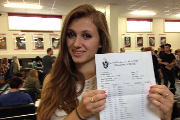 Chatham & Clarendon Grammar School pupil Charlotte Crabb achieved four A* grades