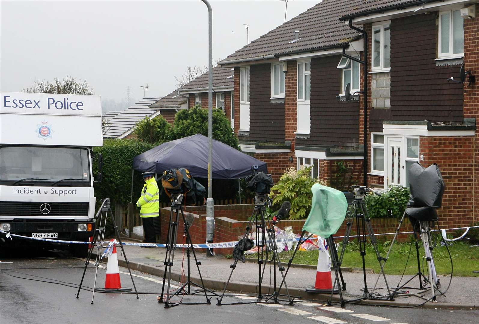 Police at the former home of Peter Tobin in Margate, Kent, where the bodies of two missing teenagers were found in 2007 (Gareth Fuller/PA).