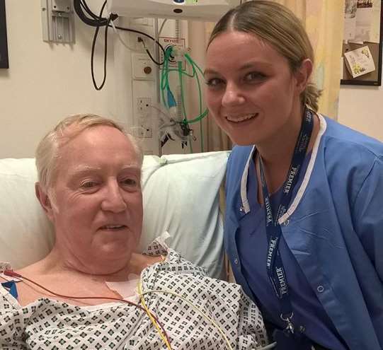 Peter Dartford with nurse Gemma Lamb after having his new pacemaker fitted
