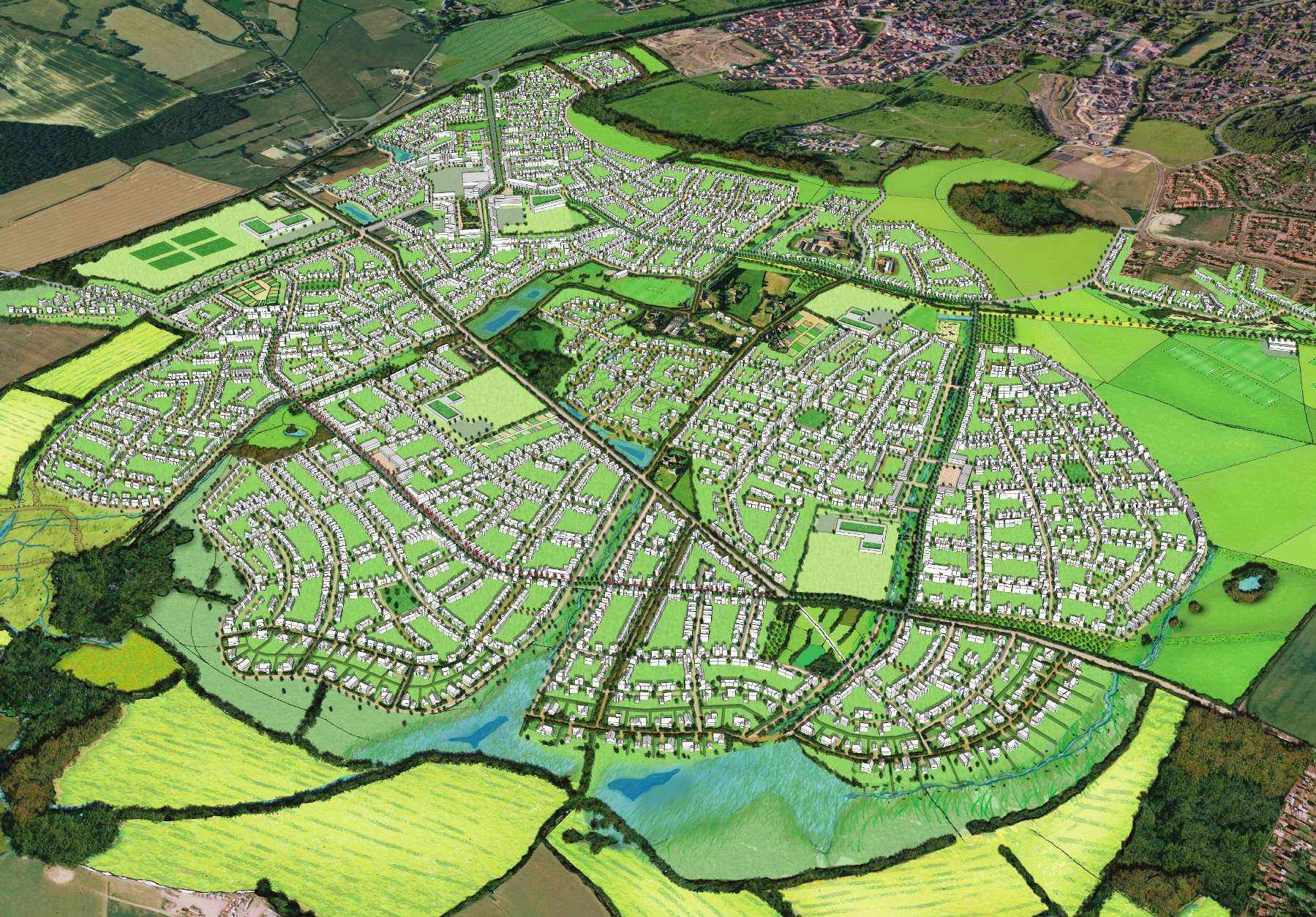 An artist's impression of the Chilmington Green development