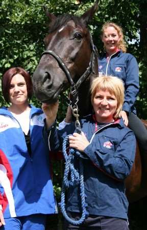 Successful equestrians Cheryl Garland, Emma Reynolds on Murphy and Louise Ayley. Picture: Kent Fire and Rescue Service