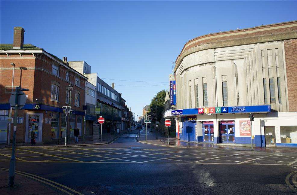 The junction between Bell Road, High Street and East Street in Sittingbourne