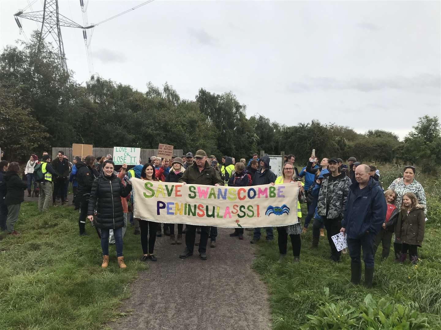 Campaigners at the Swanscombe theme park protest. Picture: Chris Hunter