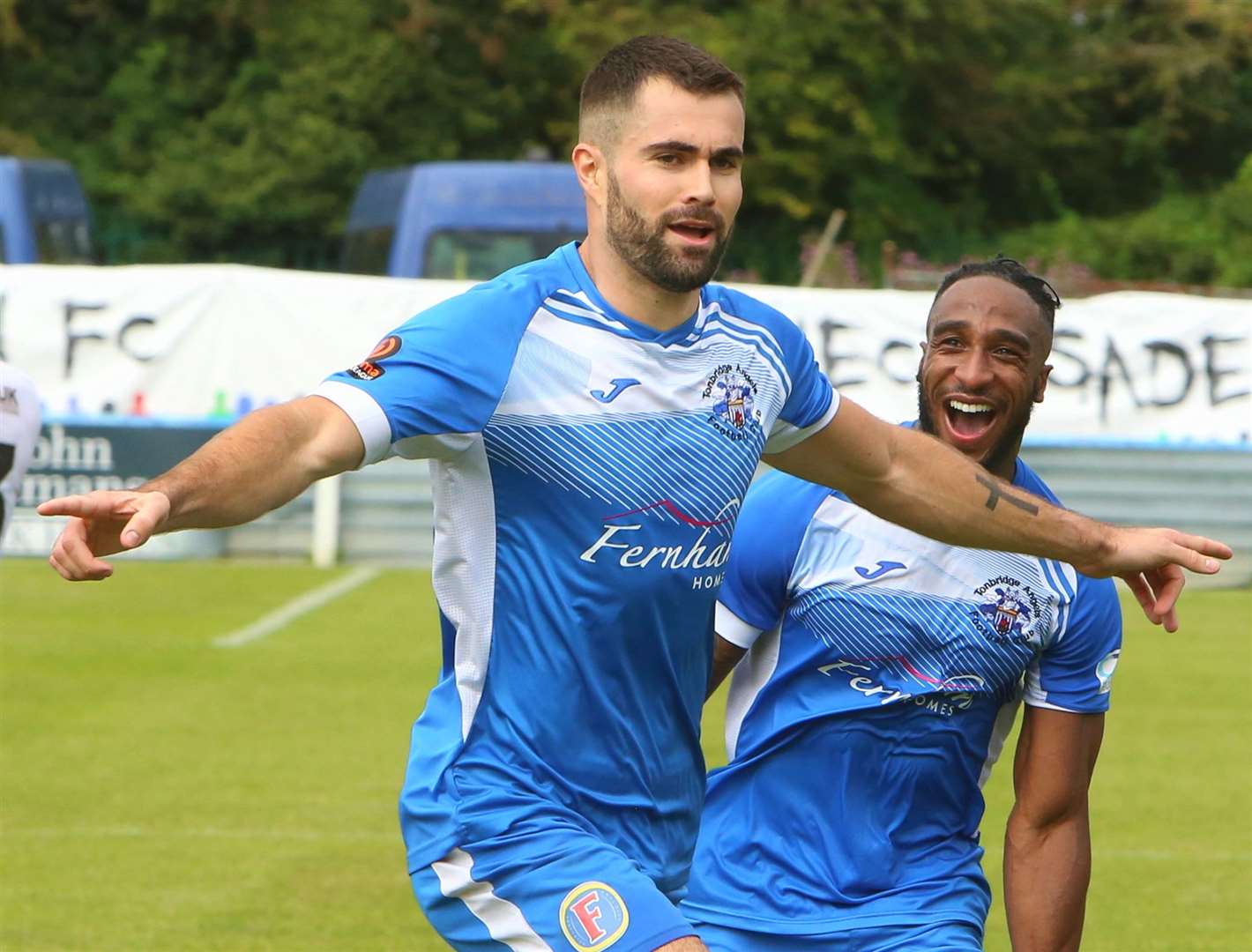 Joe Turner celebrates his 50th goal for Tonbridge Picture: David Couldridge