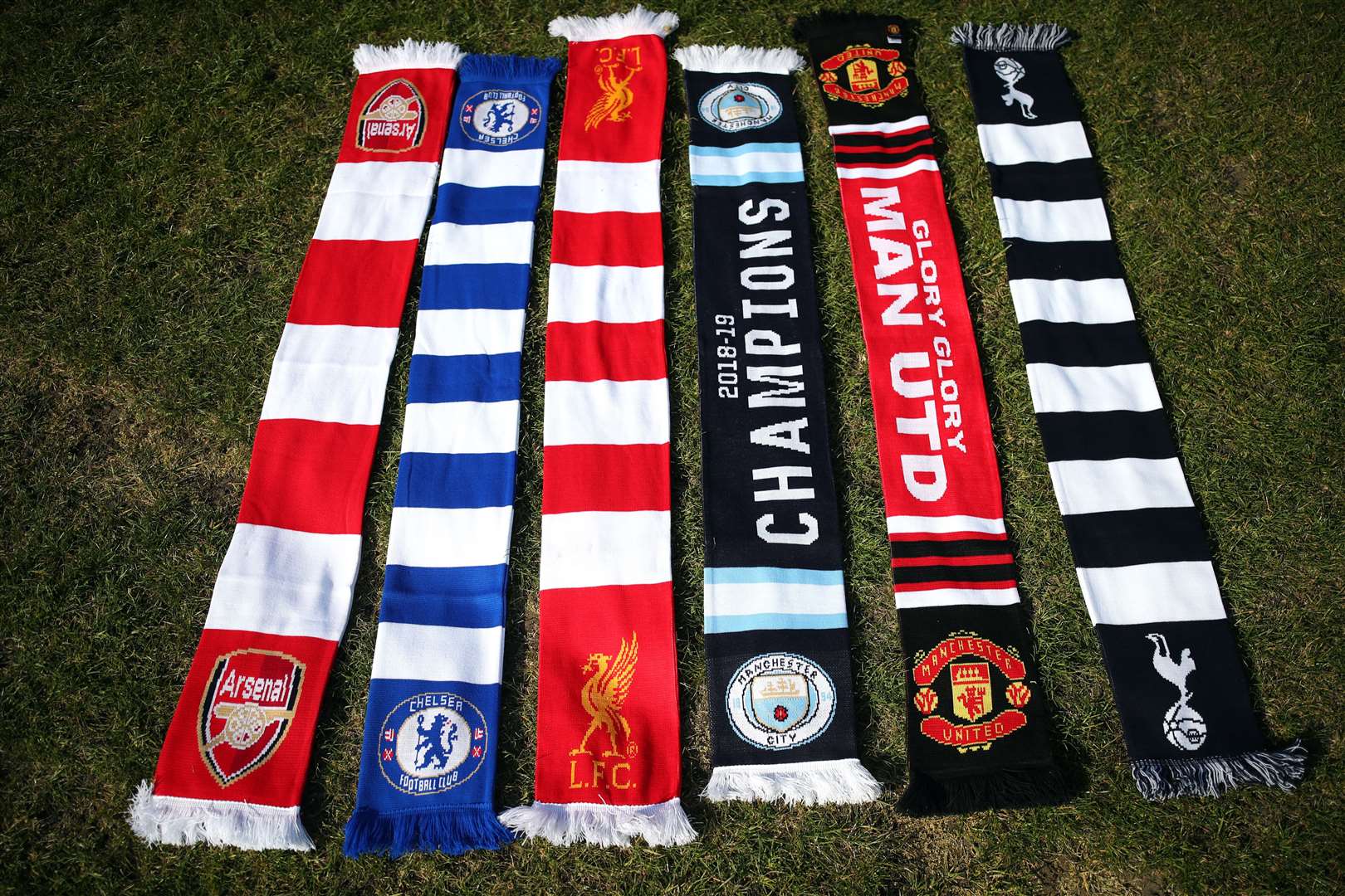 A selection of scarves pictured at Hackney Marshes in London (Yui Mok/PA)