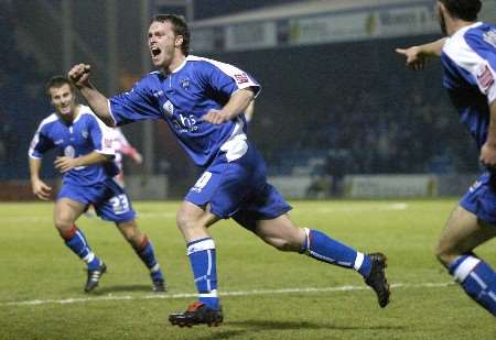 Michael Flynn celebrates after scoring the only goal of the game. Picture: ANDY PAYTON