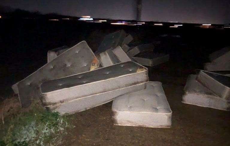 The dumped mattresses off Cooling Road in Cliffe. Picture: Dave Sargent