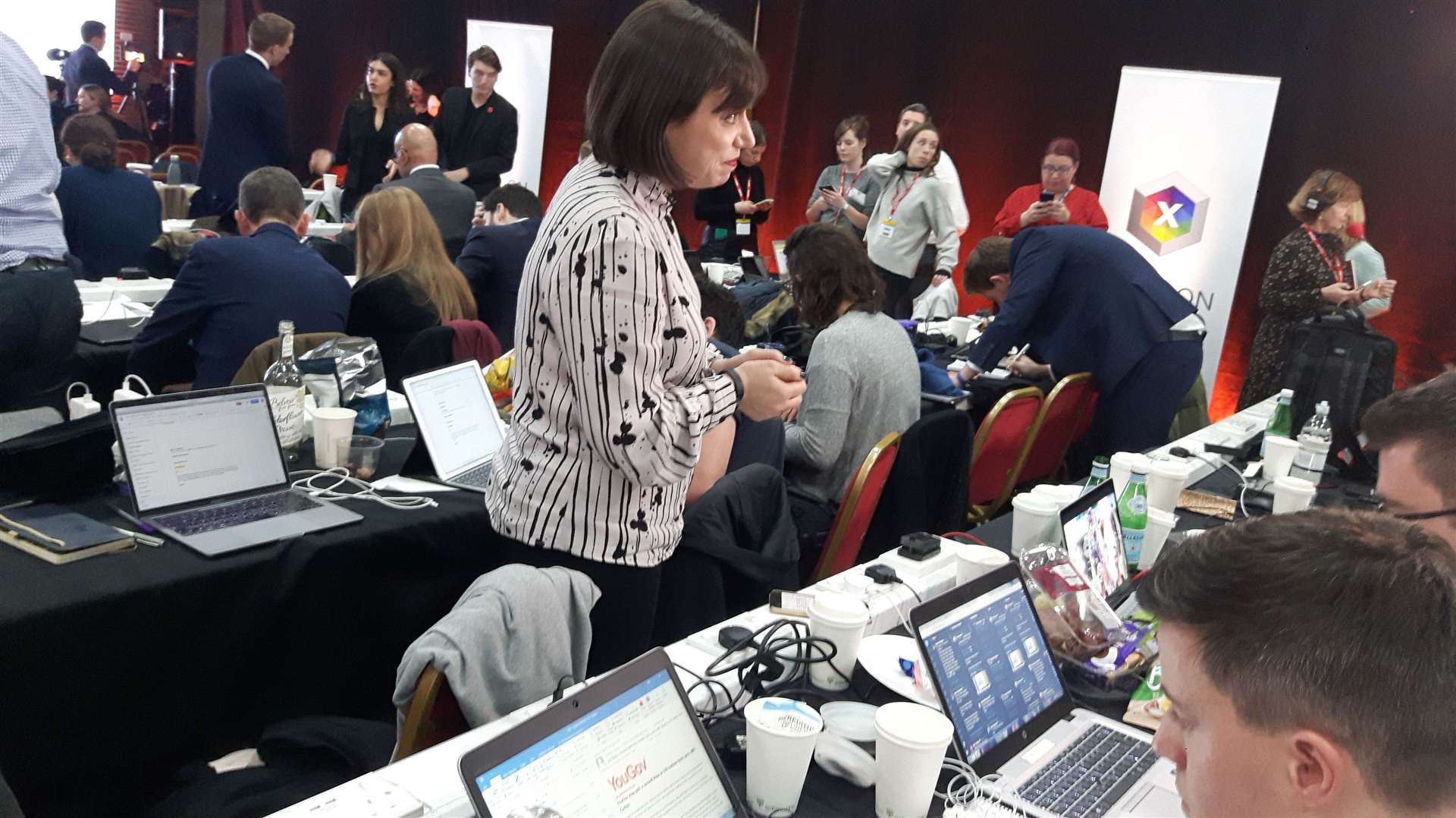 Sky's Beth Rigby in the spin room