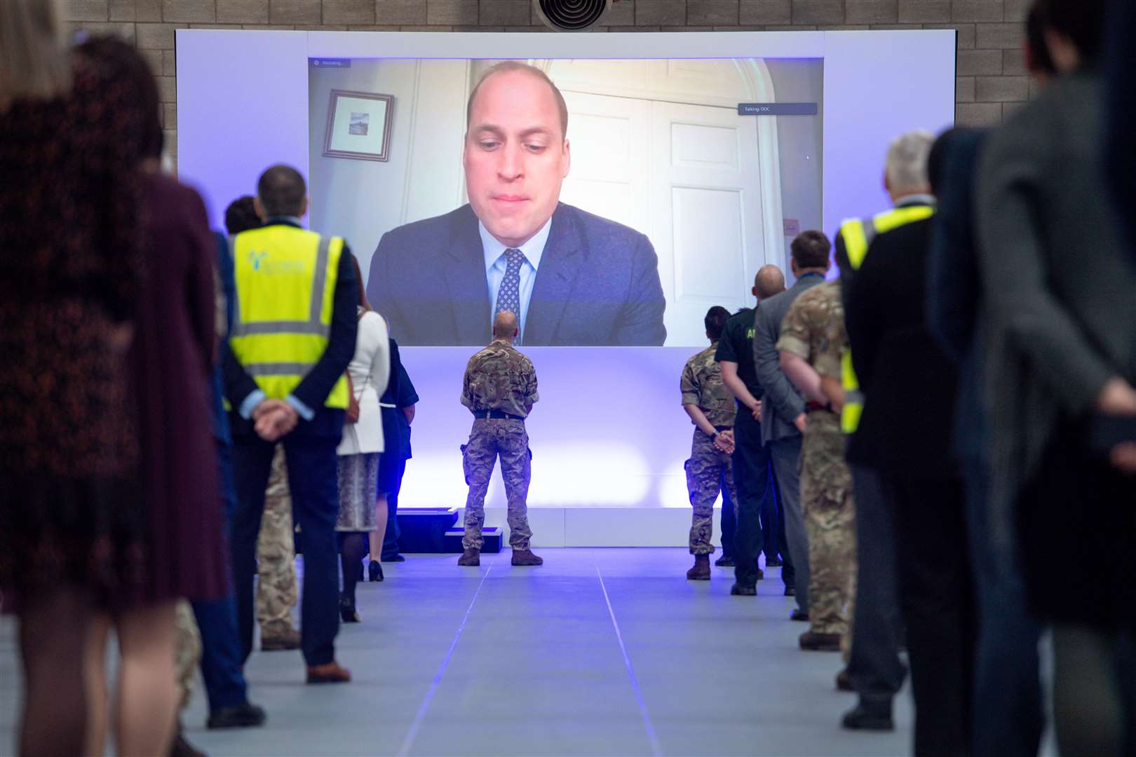 William speaking via videolink as he officially opens the NHS Nightingale Hospital Birmingham in April last year (Jacob King/PA)