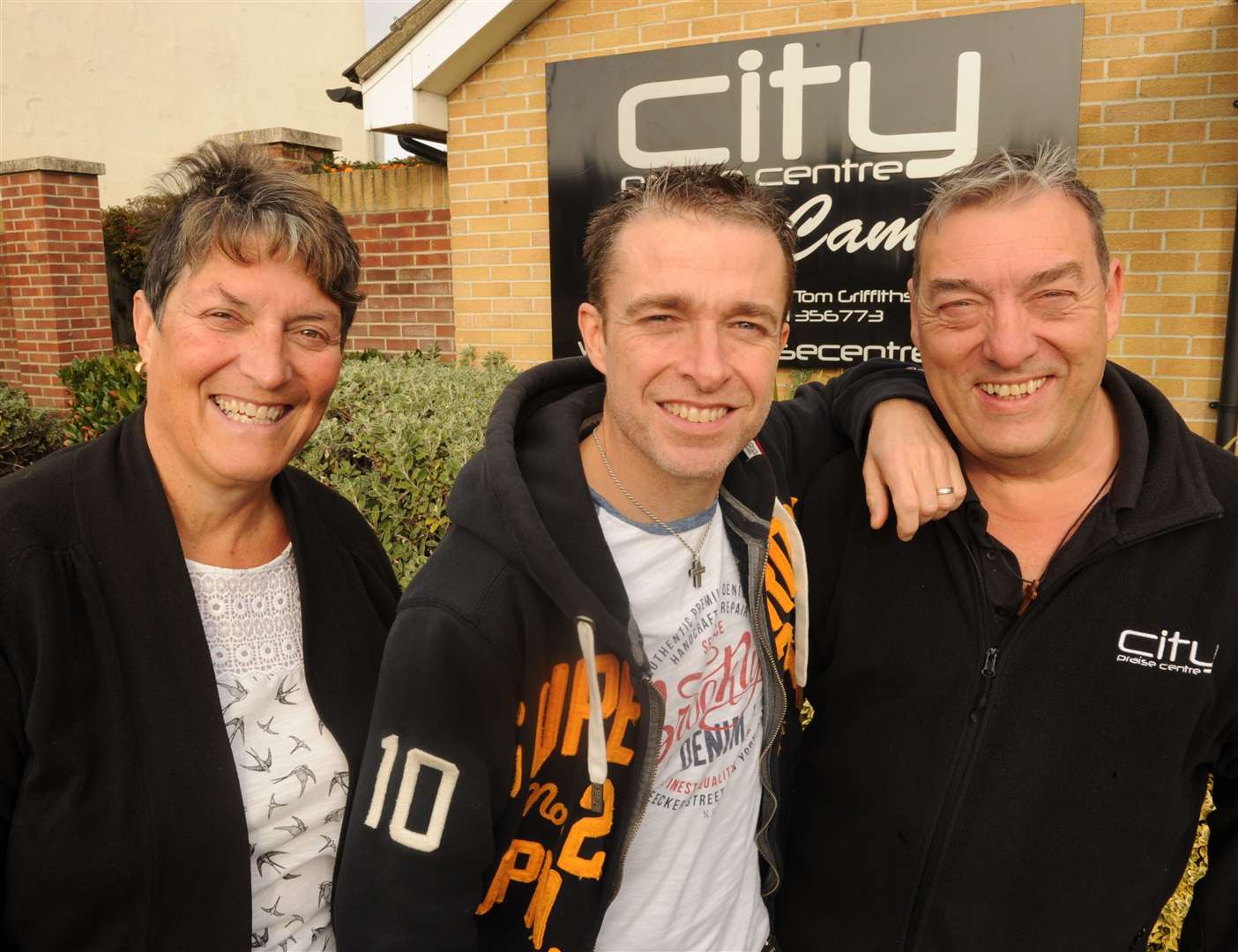 Sanctuary staff Lorna Nolan, left with pastor Tom Griffiths (centre) and Steve Nolan, right. Photo: Steve Crispe/Gravesham council