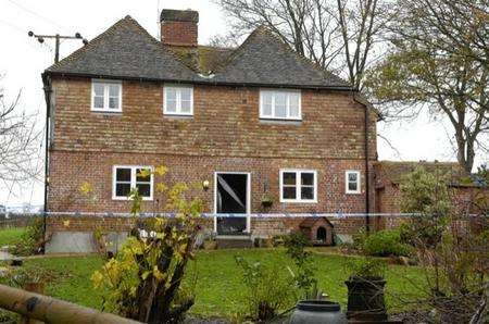 The house where the two bodies were found in Brabourne Lees