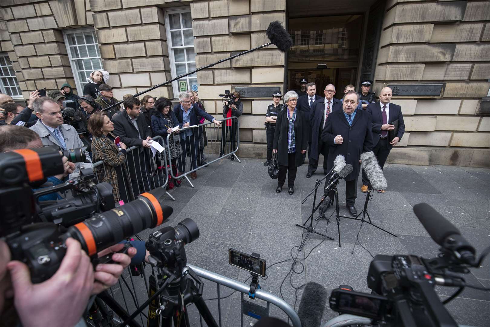 Alex Salmond leaves the High Court in Edinburgh after he was cleared of attempted rape and a series of sexual assaults (Jane Barlow/PA)