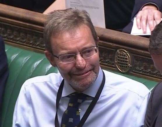 South Thanet MP Craig Mackinlay returned to the House of Commons for the first time on May 22 after his eight-month rehabilitation and devastating sepsis battle which saw him lose both his arms and legs. Picture: BBC Parliament