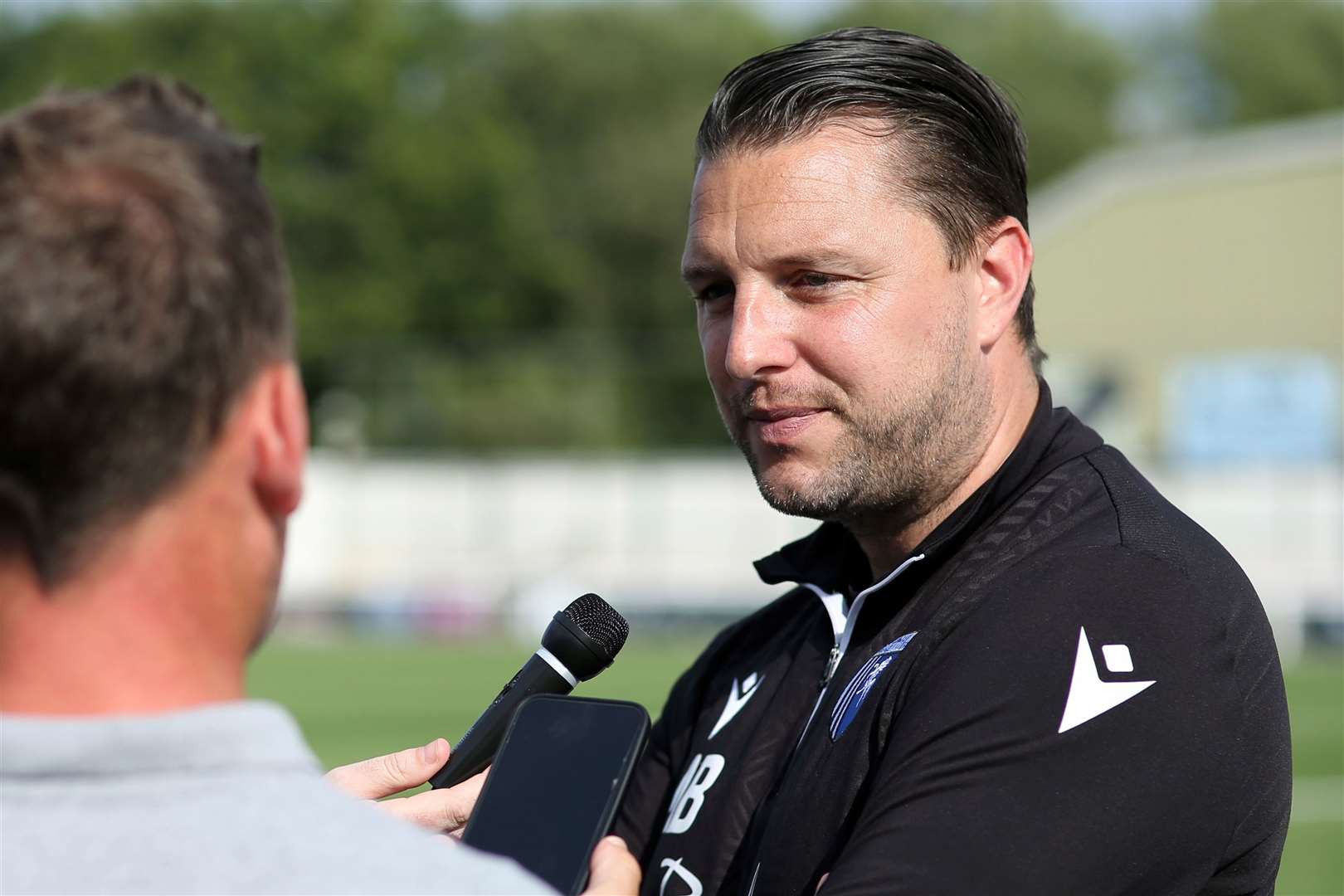 Gillingham manager Mark Bonner reacts to their win over Carlisle Picture: @KPI_Julian