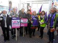 Lecturers were among those protesting in Maidstone