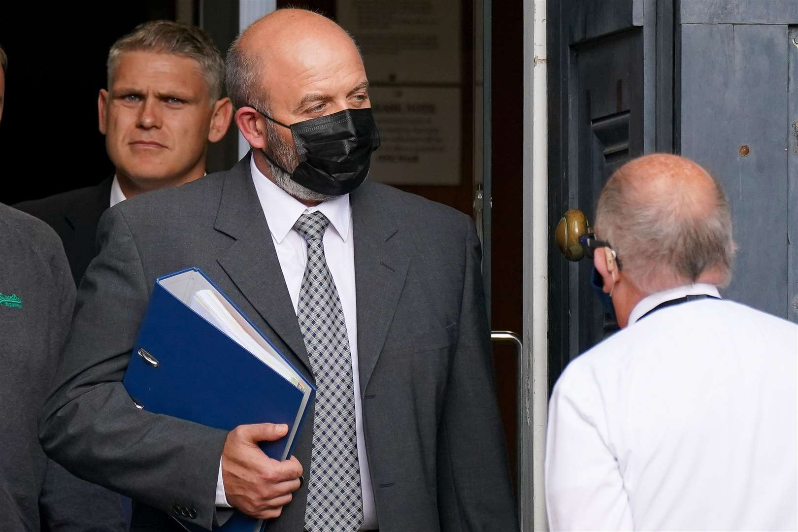 Jamie Holloway (centre) leaves Worcester Crown Court (Jacob King/PA)