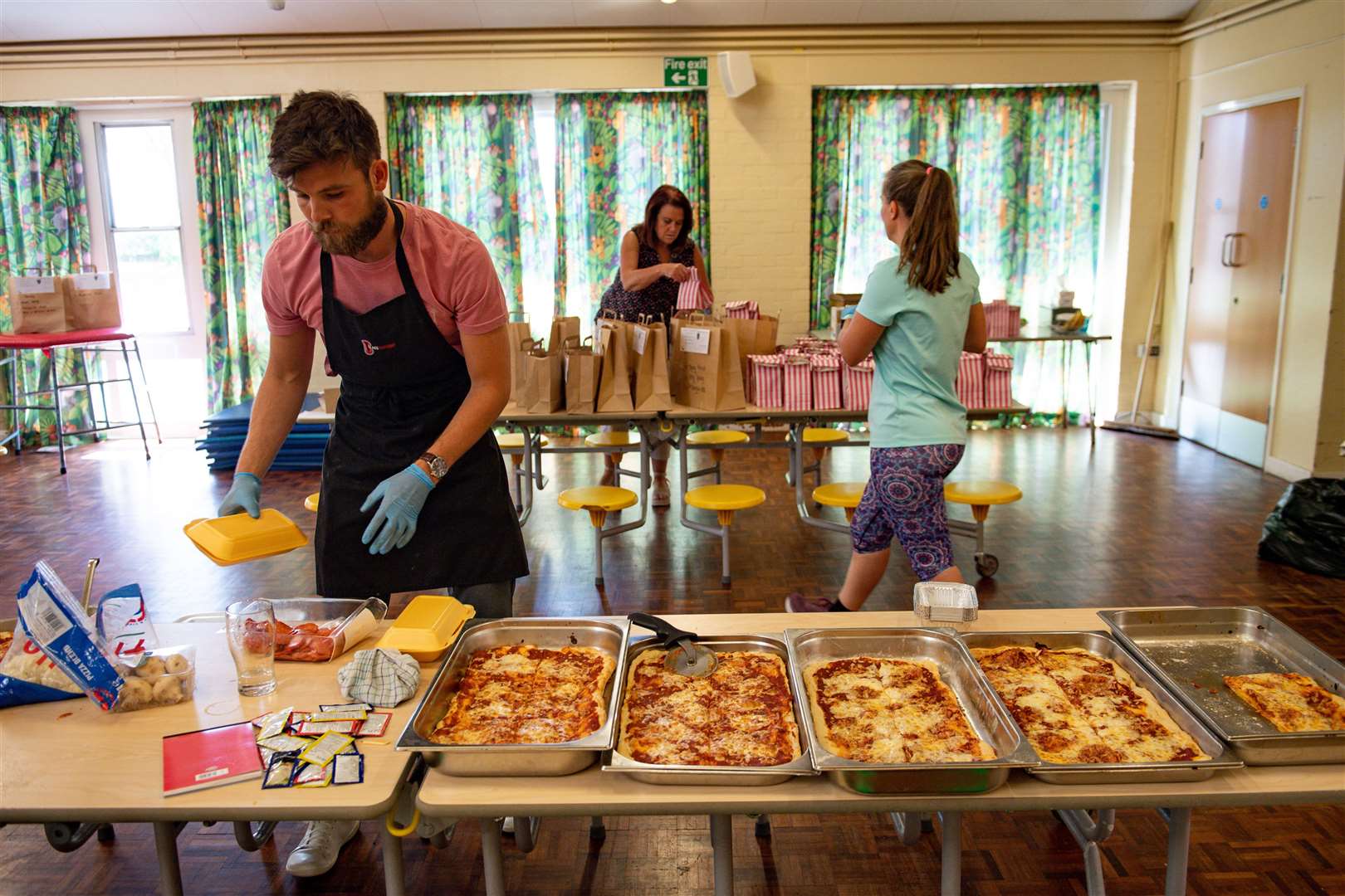 Teachers at Kempsey Primary School in Worcester prepare meals for the local community during the coronavirus lockdown (Jacob King/PA)