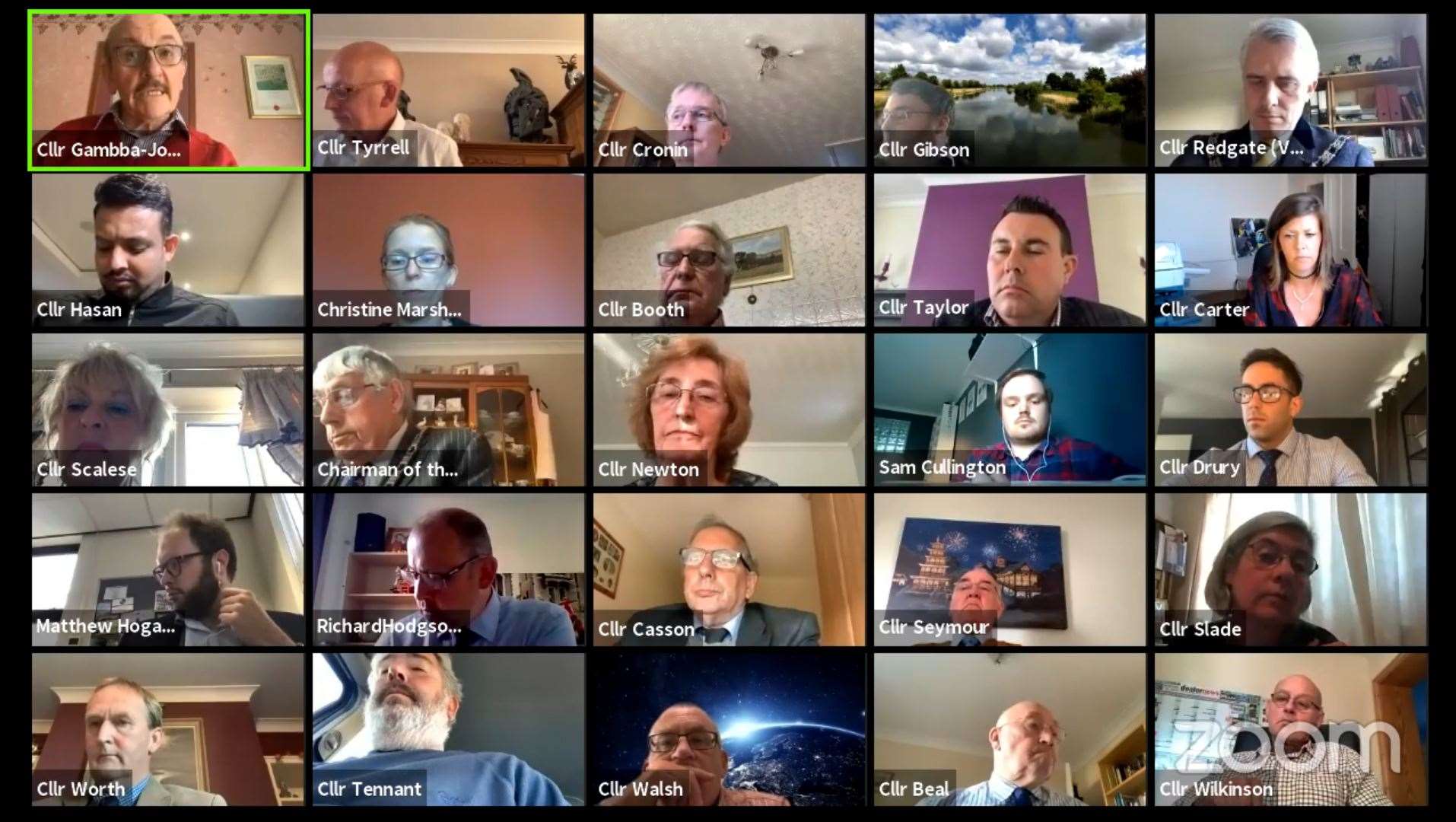 Councillors attending a virtual meeting. Stock image