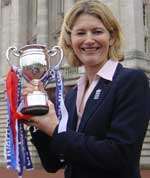 Charlotte Edwards with the county championship trophy. Picture: DAVID SEAR