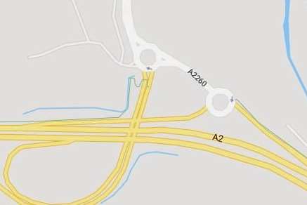 Crash on the A2 at the A2260 Ebbsfleet Valley exit closed two lanes