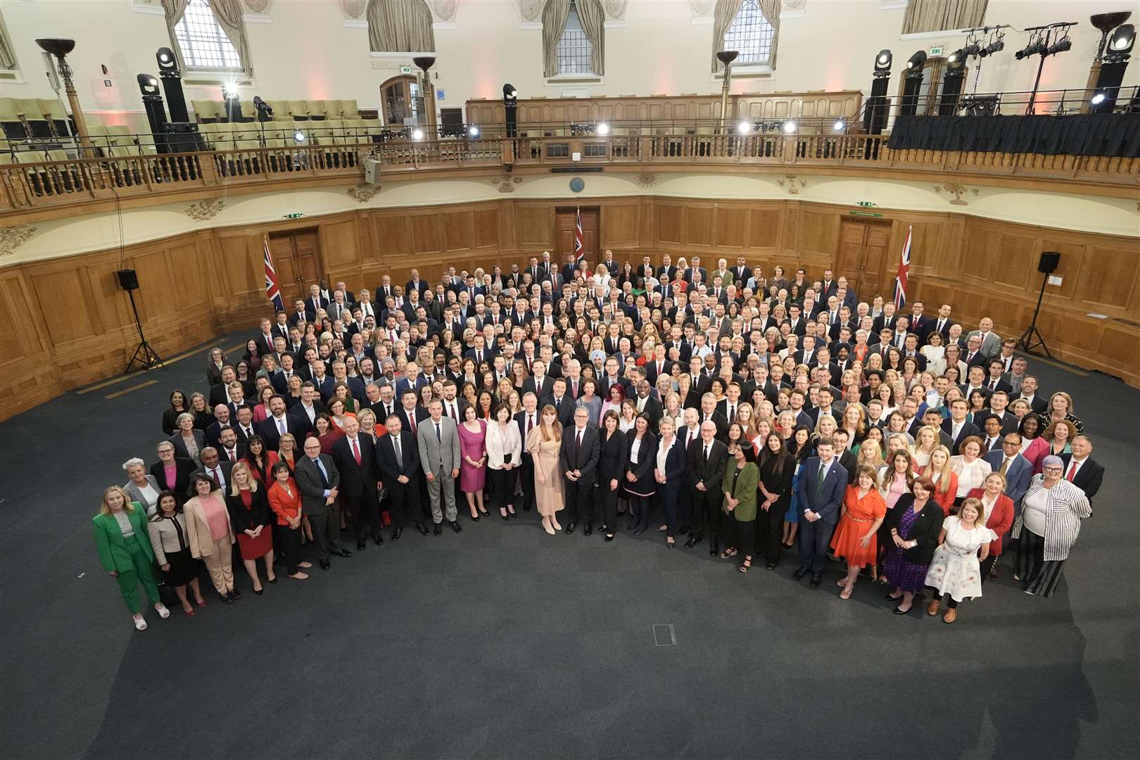 Prime Minister Sir Keir Starmer stands with the Labour Party’s MPs (Stefan Rousseau/PA)