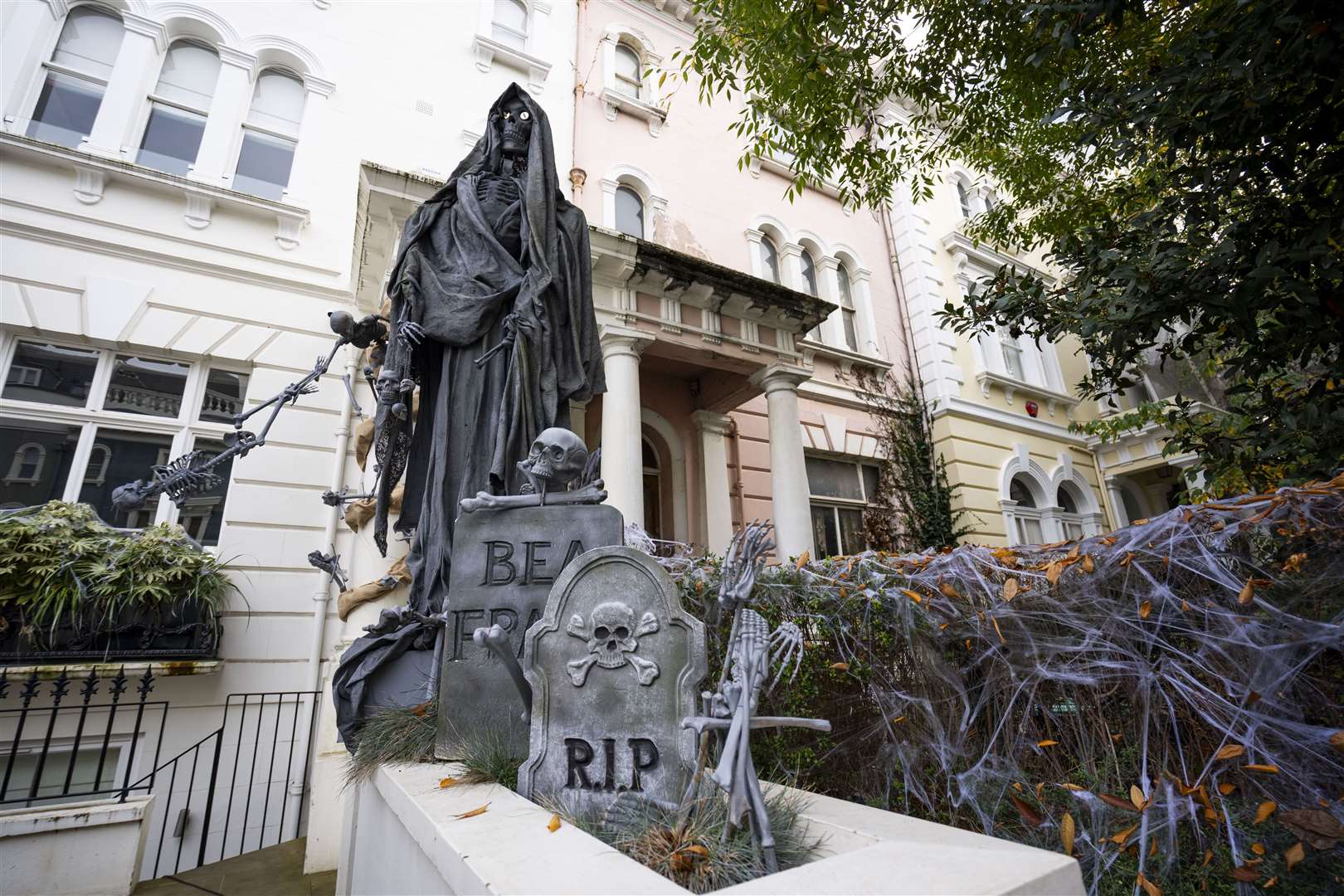 A house decorated for Halloween on Elgin Crescent in Notting Hill, west London (Ben Whitley/PA)