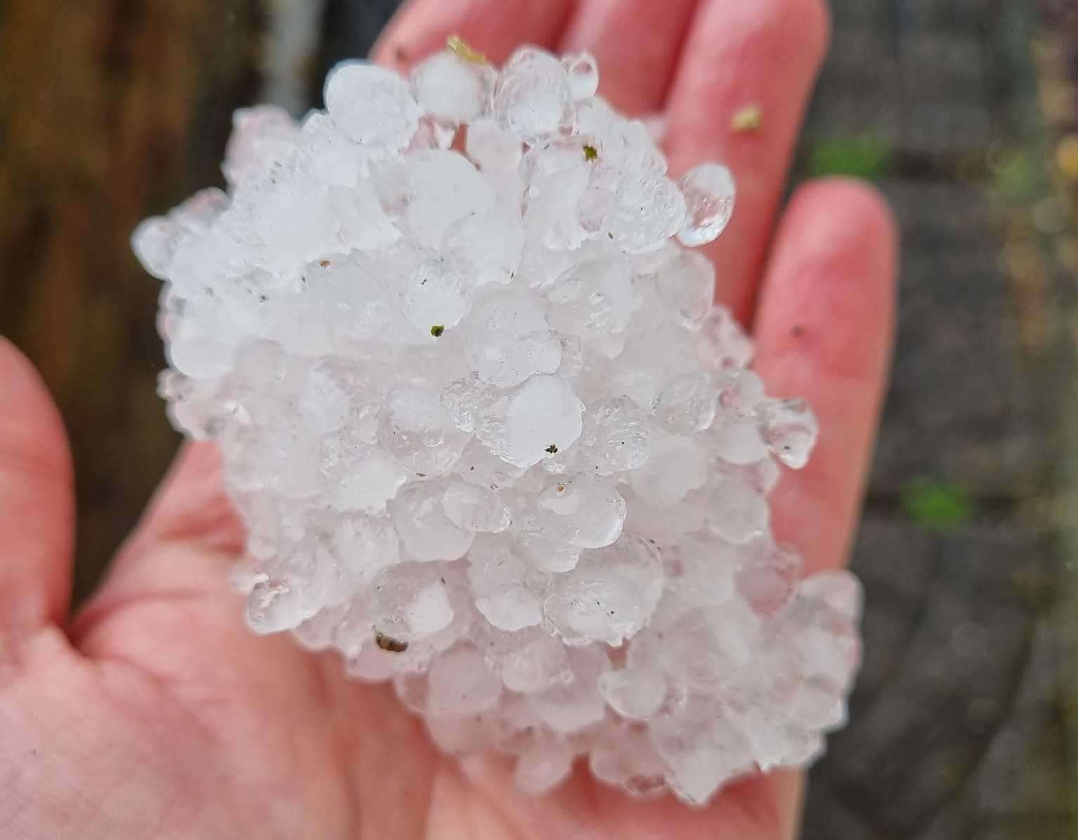 Giant hail stones were found in Cliffe after the storm. Picture: Teri Ella Graham