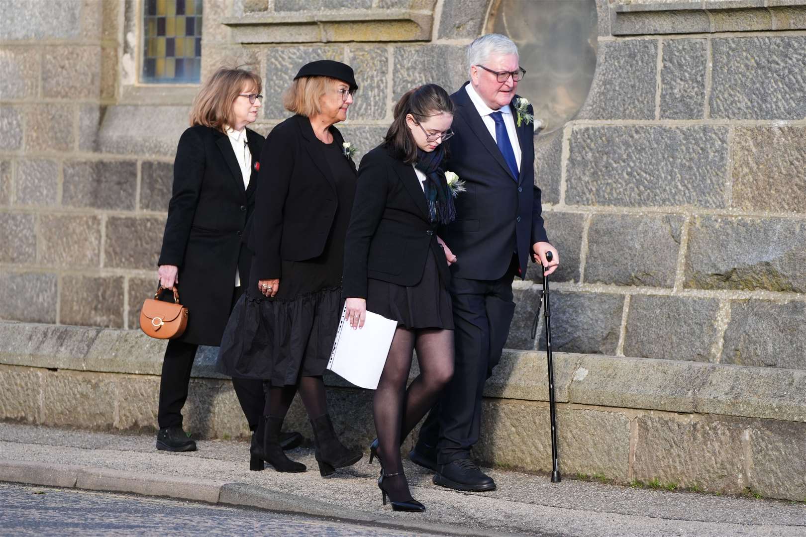 MSP Fergus Ewing arrives with his sister Annabelle Ewing, second left, for Mr Salmond’s funeral (Andrew Milligan/PA)