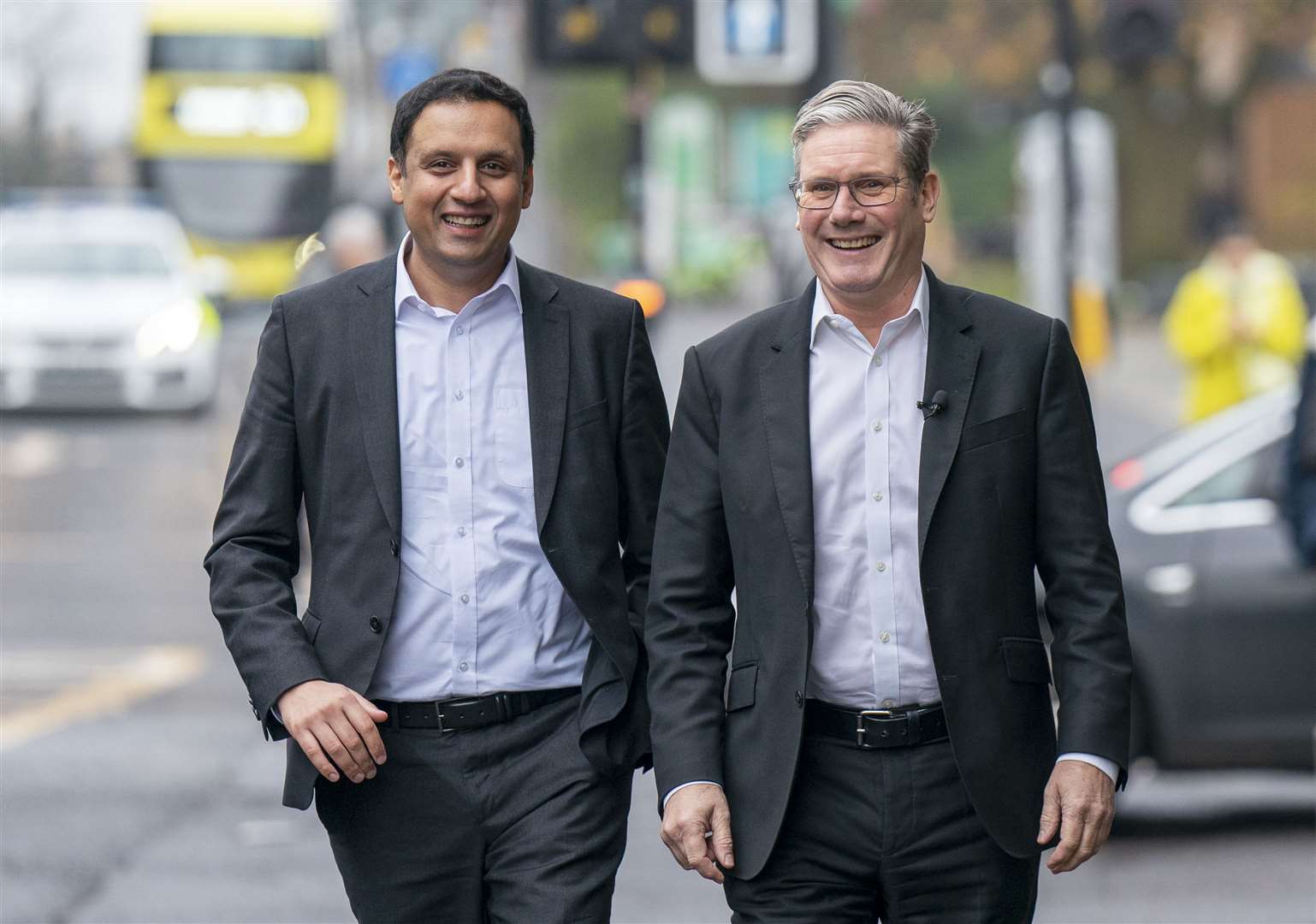 Scottish Labour leader Anas Sarwar, left, joined Sir Keir Starmer on the visit to the Beatrice wind farm (Jane Barlow/PA)