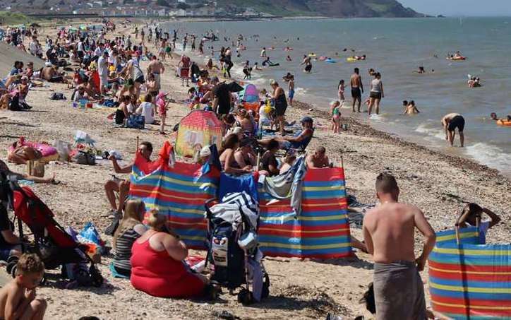 The beach at Leysdown, Sheppey which the paddleboarder and child struggled to reach due to strong winds