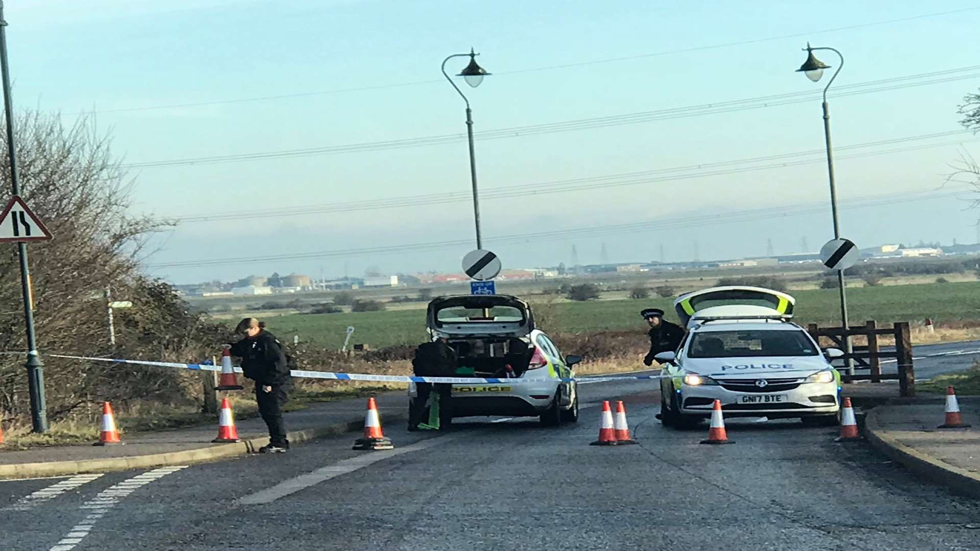 Police cordoned off Sheppey Way at Iwade this morning