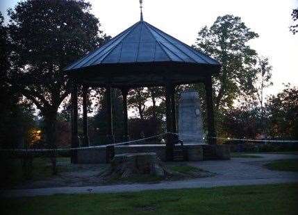 The Victorian bandstand in Brenchley Gardens was taped off by police Pic: UKNIP