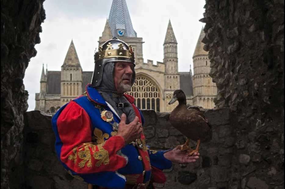 Mark Colyer and Dog during a reenactment. Picture: Mark Colyer