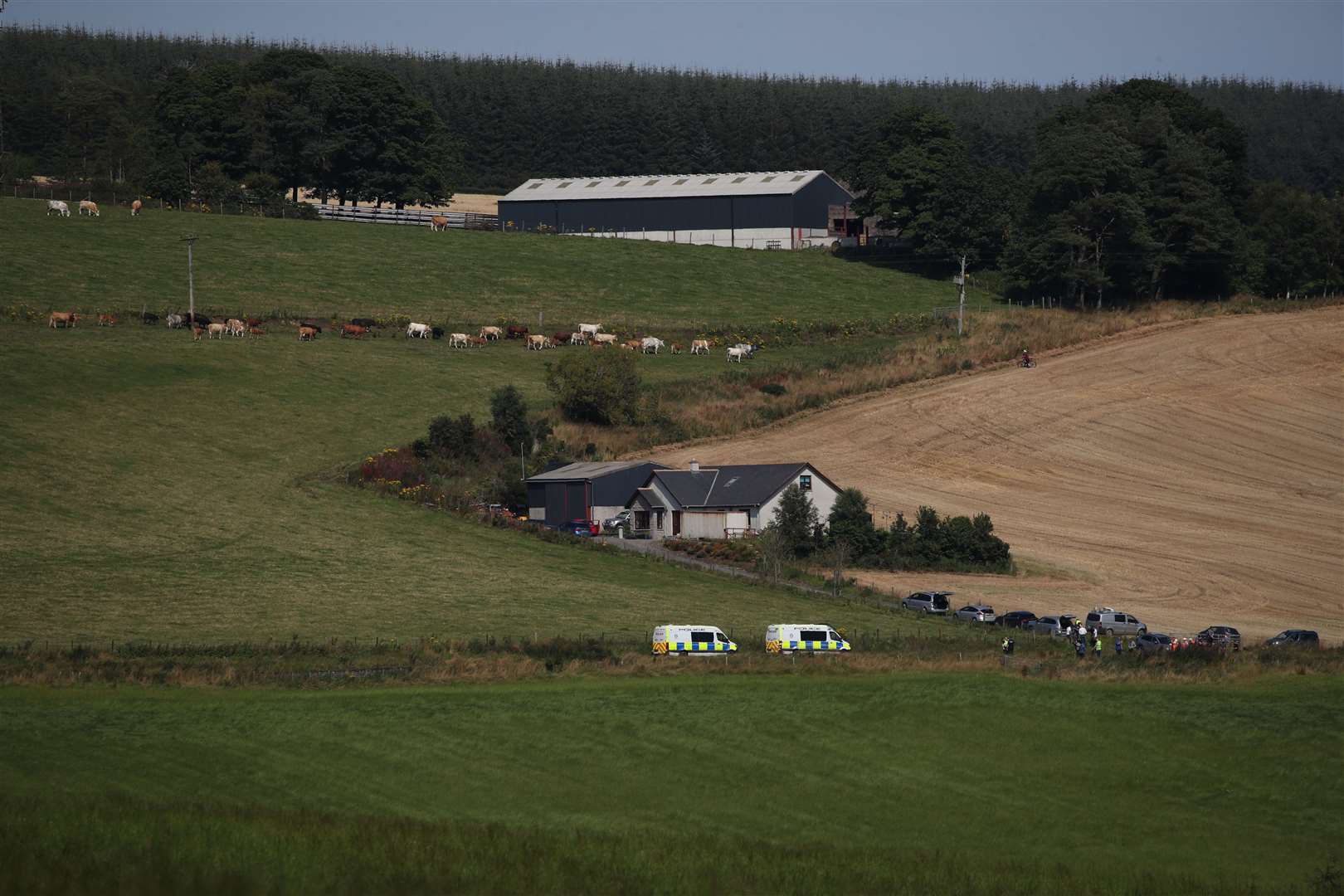 Emergency services at the scene near Stonehaven (Jane Barlow/PA)