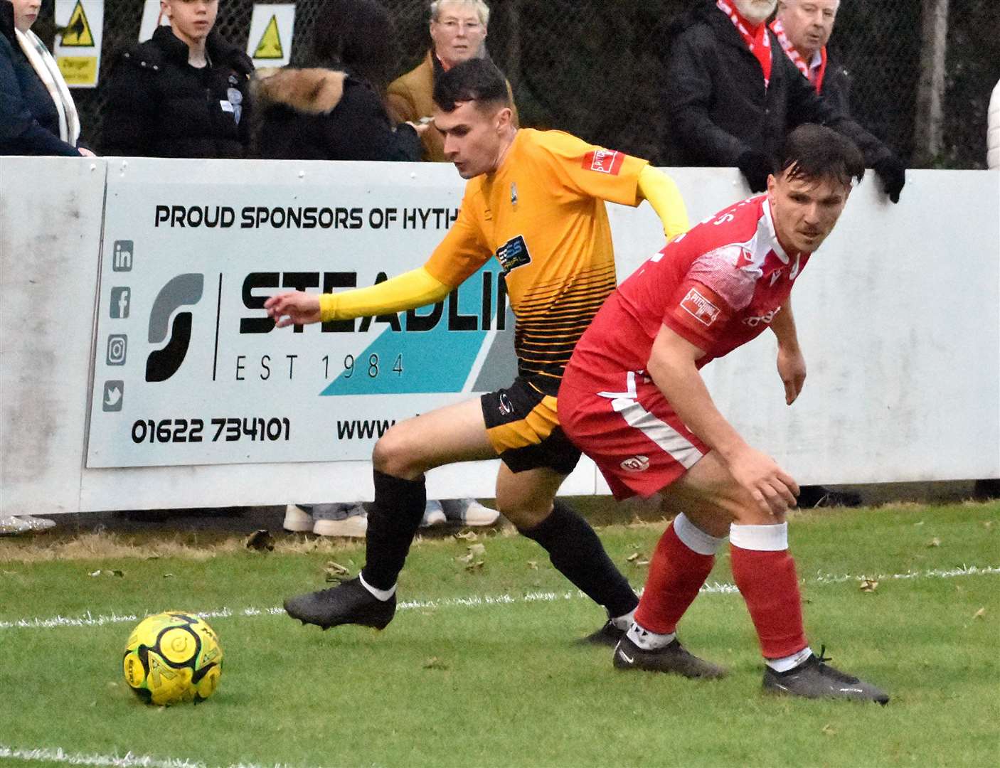 Hythe Town left-back Tom Carlse in action against Littlehampton. Picture: Randolph File