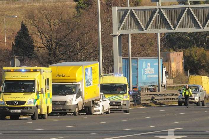 Emergency services on the A2 at Ebbsfleet. Picture: Steve Crispe