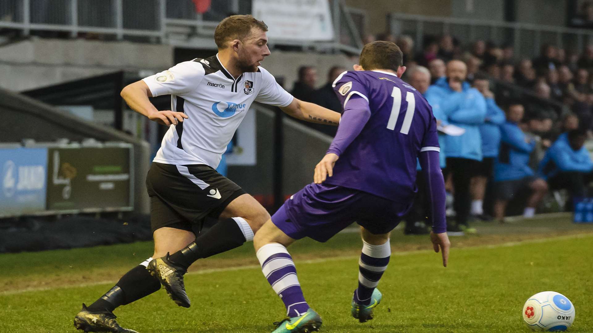 Ryan Hayes takes on East Thurrock's Tom Wraight last weekend Picture: Andy Payton